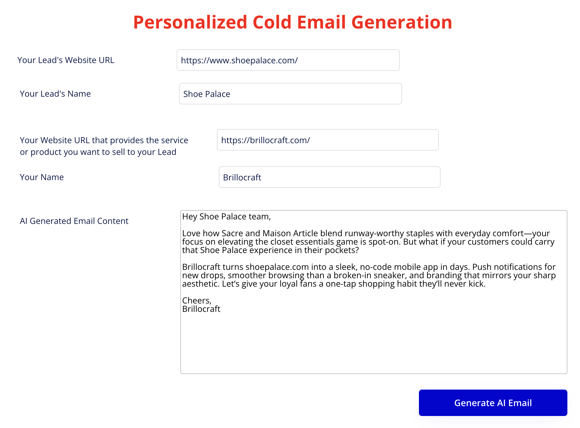 Personalized Cold Email Generation Image