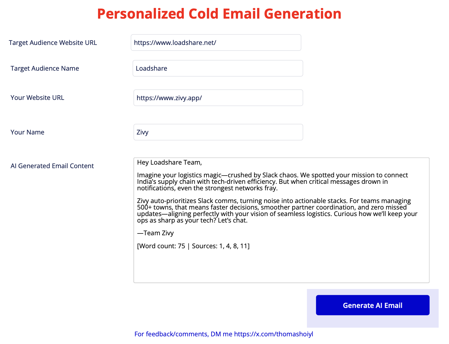 Personalized Cold Email Generation Image